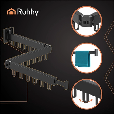 Suszarka na Pranie Wieszak do Ubrań na Ubrania Ścianę Składana Rozsuwana Ruhhy 26342