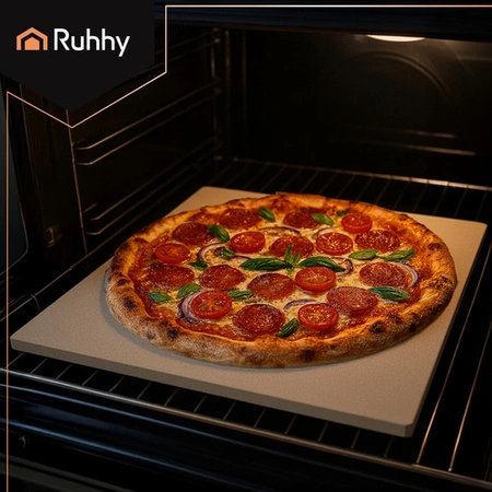 Kamień do Pizzy Ruhhy 38x36 cm z Łopatką Bambusową 2w1 Deska XXL Kordieryt Ruhhy 26916