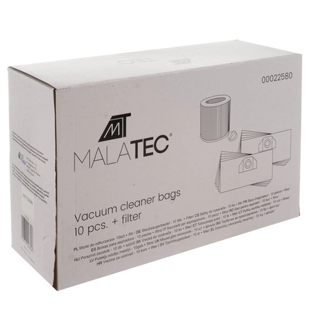 10 x Worki do Odkurzacza Karcher WD3 200 + Filtr + Uszczelka MALATEC