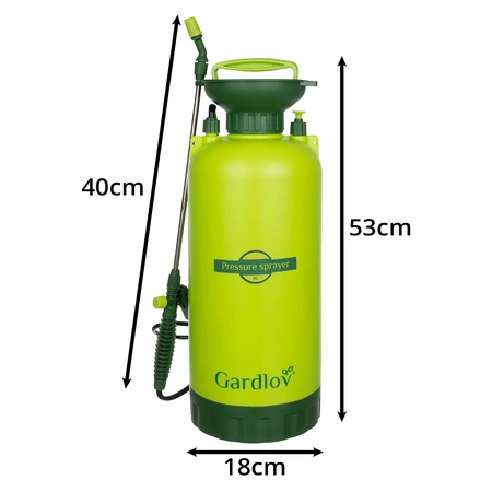 Opryskiwacz Ciśnieniowy Ręczny Ogrodowy Długi Zasięg Lanca + Wąż 140cm 8l Gardlov 25430