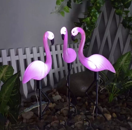 3 x Lampa Solarna Ozdobna Flaming Zestaw Flamingi GARDLOV