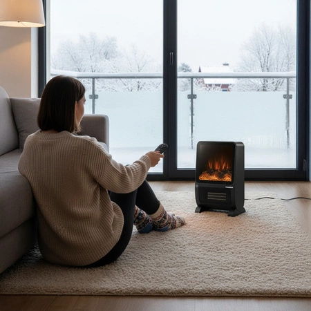 Grzejnik Elektryczny KAMINER 2000W Ceramiczny Kominek Termowentylator Pilot
