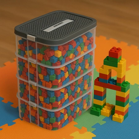 Pojemnik na Klocki Pudełko 29l Organizer z Przegródkami Duży 4 Piętrowy Kruzzel 25758