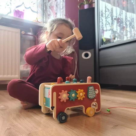 Drewniana Kostka Edukacyjna Słoń Montessori Wbijak KRUZZEL