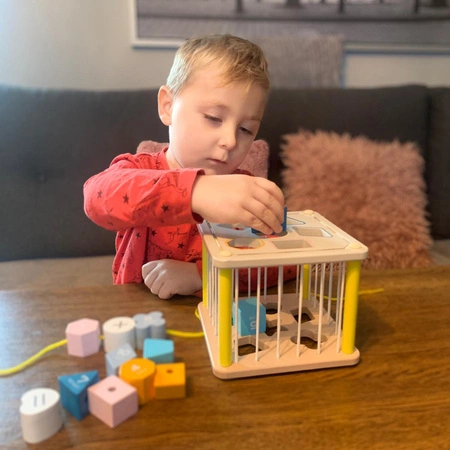 Sorter Kostka Edukacyjna Elastyczna Drewniana Sensoryczna Klocki Montessori KRUZZEL
