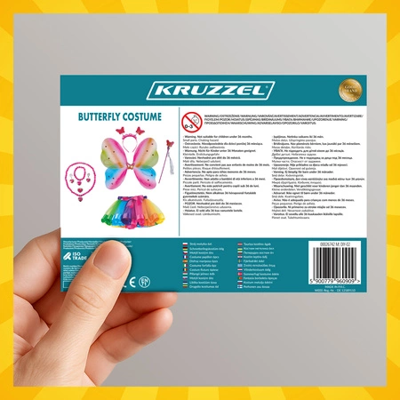 Strój Motyla dla Dzieci KRUZZEL Skrzydła Włosy Spódnica Kostium Przebranie