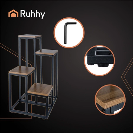 Kwietnik Stojący Stojak na Kwiaty Kwiatki Rośliny Metalowy Loft 4 Poziomy RUHHY 25997