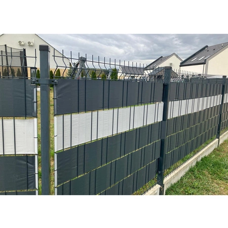 Taśma Ogrodzeniowa na Ogrodzenie Płot Osłona Szara 19cmx35m 630g Klipsy x25 GARDLOV