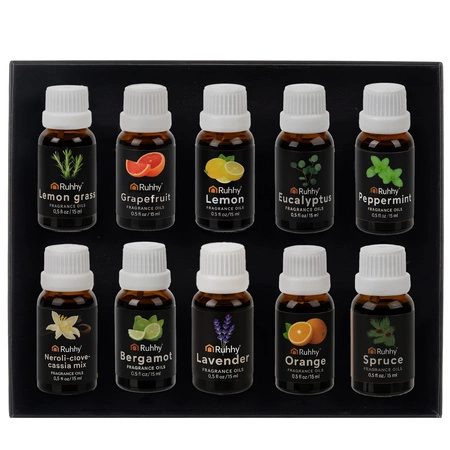 Olejki Zapachowe do Dyfuzora Patyczków Kominka Nawilżacza Zestaw 10 x15 ml RUHHY