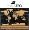 Mapa Świata Zdrapka Prezent dla Podróżnika Złota Plakat + Akcesoria Flagi MALATEC