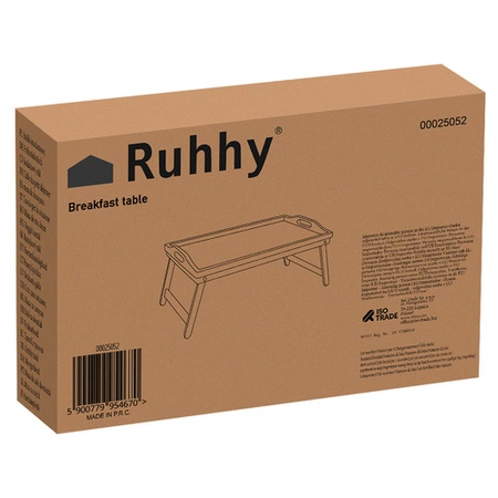 Stolik Śniadaniowy pod Laptop do Łóżka Bambusowy Drewniany Składany Taca XL RUHHY