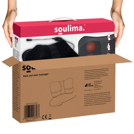 Masażer do Szyi Karku Shiatsu Pleców Ciała Ramion Grzejący Poduszka Masażu SOULIMA