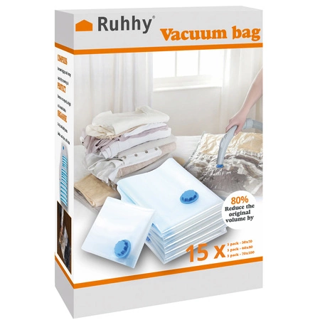 Worki Próżniowe na Ubrania Zestaw 15szt 3 Rozmiary RUHHY
