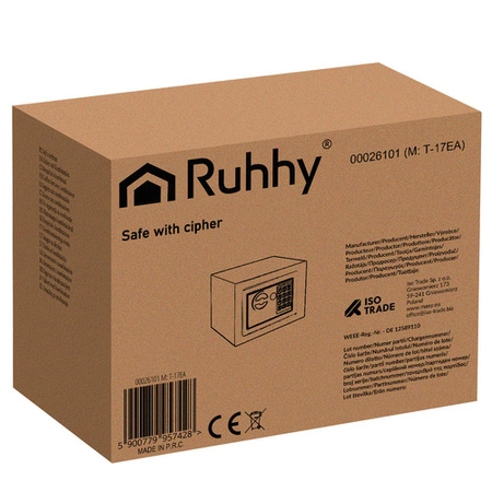 Sejf Domowy z Zamkiem Elektronicznym Ścienny Elektroniczny Kasetka na Kod Ruhhy 26101