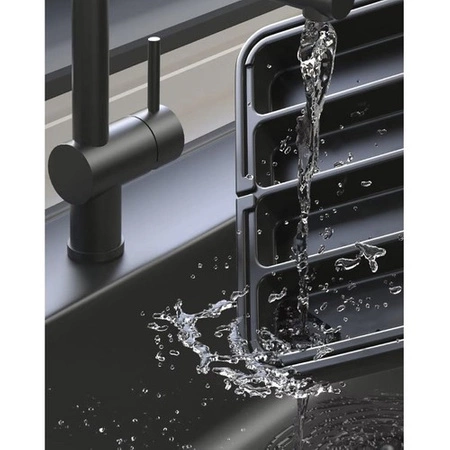 Organizer na Sztućce do Szuflady Kuchennej Wkład Rozsuwany Pojemnik Czarny RUHHY