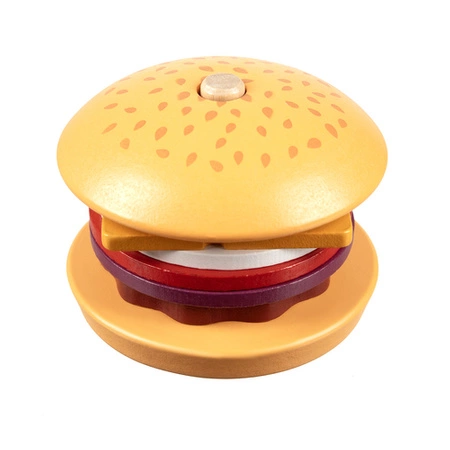 Burger Drewniany Duży Restauracja Układanka Sorter 8 el. 10 Kart dla Dzieci KRUZZEL