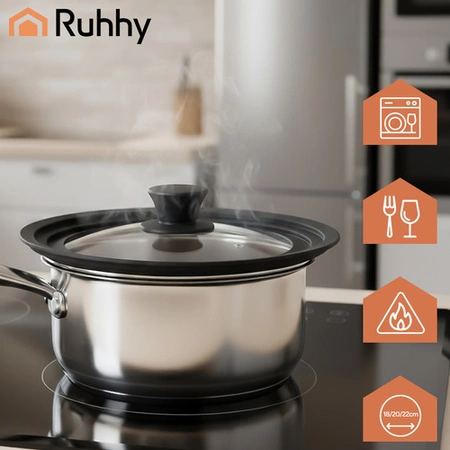 Pokrywka Uniwersalna 3w1 Ruhhy Silikonowa do Garnków i Patelni 18 20 22 cm 25563