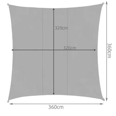 Żagiel Przeciwsłoneczny Ogrodowy Wodoodporny 3,6x3,6 m Zacieniacz Kwadrat GARDLOV