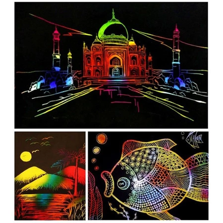 Kolorowanka do Zdrapywania dla Dzieci Blok Notes Zdrapywanka Rysik Zestaw KRUZZEL