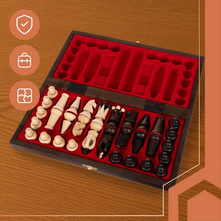 Szachy Drewniane Królewskie Klasyczna Gra na Prezent w Walizce z Wkładkami Ruhhy 26038