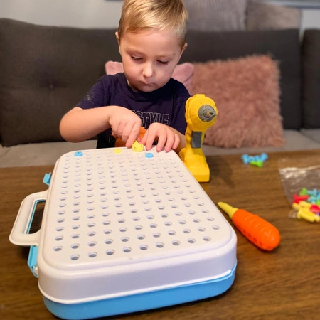 Zestaw Majsterkowicza Klocki Konstrukcyjne 3D Wkrętarka Wiertarka Śrubki KRUZZEL