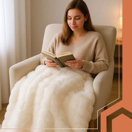 Koc Ruhhy 160x100 cm BIAŁY Futerkowy Pluszowy Miękki PLED Narzuta PREZENT 26493