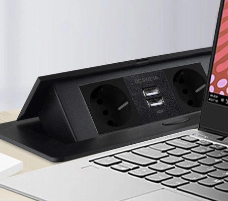 Gniazdo Chowane w Blat Nablatowe Gniazdko + 2 USB IZOXIS