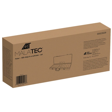 Zestaw do Pokera 500 Żetonów Żerony Texas Poker Walizka Karty Mocny + Mata MALATEC