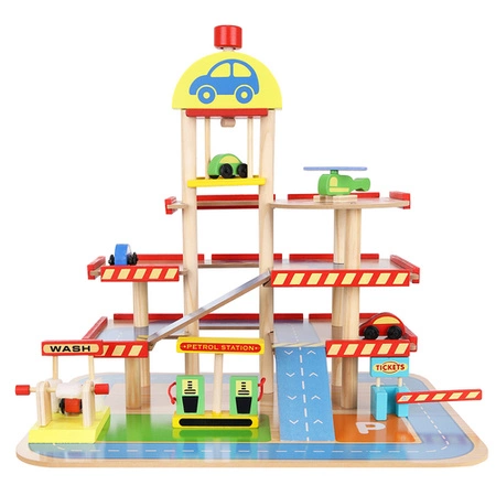 Parking Drewniany Garaż Winda Duży Tor Myjnia Auta Piętrowy Helikopter XXL KRUZZEL