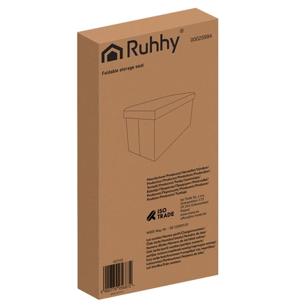 Pufa ze Schowkiem Składana Siedzisko do Siedzenia Puf z Weluru Skrzynia XL Ruhhy 25994