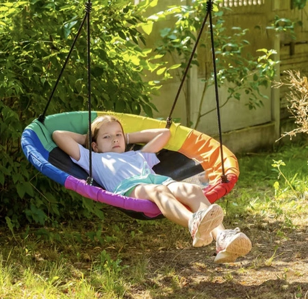 Huśtawka Bocianie Gniazdo dla Dzieci Ogrodowa 110cm 150kg XXL Duża Stelaż KRUZZEL