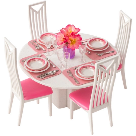 Mebelki dla Lalek do Domku Iso Trade Meble Stół Krzesła Zastawa Zestaw 43el