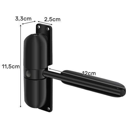 Samozamykacz do Drzwi Czarny z Ramieniem Zamykacz Drzwiowy Domykacz do 60kg MALATEC