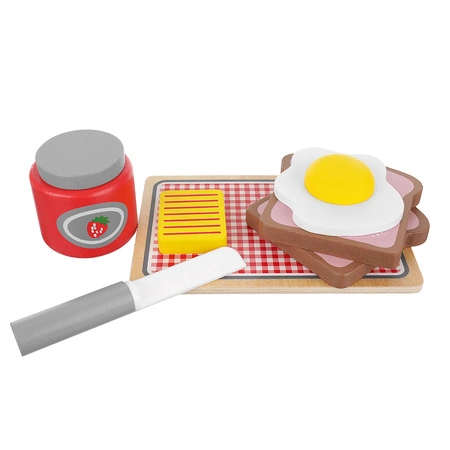 Drewniany Toster Zestaw + Akcesoria z Akcesoriami na Prezent dla Dzieci KRUZZEL