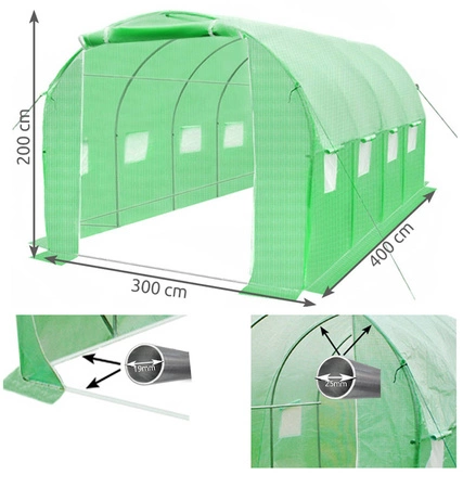 Tunel Foliowy 12m2 Ogrodowy Mocna Szklarnia 4x3x2m MALATEC