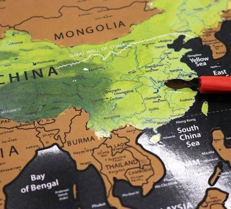 Mapa Świata Zdrapka Prezent dla Podróżnika Złota Plakat + Akcesoria Flagi MALATEC