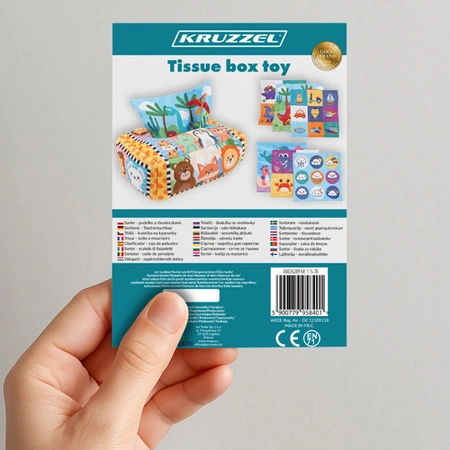 Sorter Pudełko z Chusteczkami Pluszowe Montessori Sensoryczne dla Dzieci 0+ Kruzzel 26289