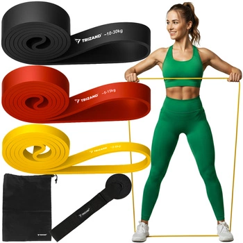 Gumy do Ćwiczeń Oporowe Fitness Zestaw 3 Taśmy + Zaczep + Plan Treningowy Trizand 25879