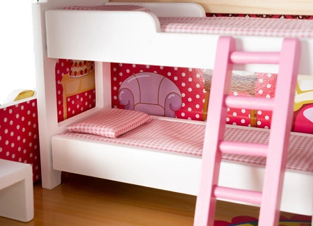 Domek dla Lalek Drewniany Duży + LED Akcesoria Meble Mebelki Zestaw Willa KRUZZEL