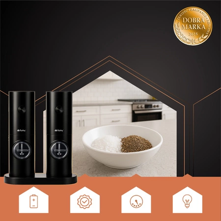 Elektryczny Młynek do Pieprzu i Soli Zestaw 2 szt Ceramiczny Precyzyjny LED Ruhhy 25558