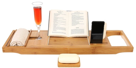 Duża Półka na Wannę Regulowana Bamboo SPA Nakładka RUHHY