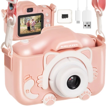 Aparat dla Dzieci Cyfrowy Kamera + Karta 32gb Fotograficzny Full HD Kotek KRUZZEL