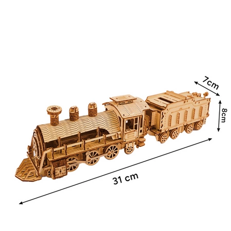 Drewniane Puzzle 3D Model Lokomotywa Parowa z Wagonem Układanka DIY 282 el Kruzzel 26515