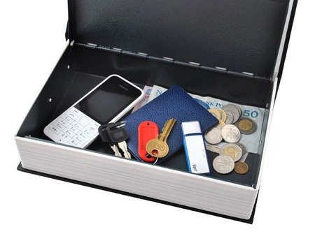 Sejf metalowa KASETKA książka na pieniądze + KLUCZ MALATEC