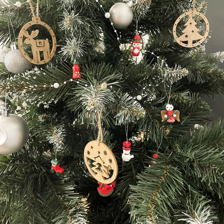 Drewniane Zawieszki Bombki na Choinkę Ozdoby 10 szt Choinkowe Świąteczne RUHHY
