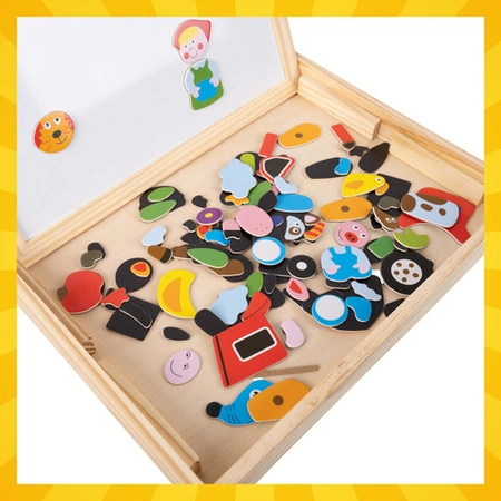 Tablica Edukacyjna Magnetyczna Kruzzel Dwustronna 108el. w Skrzynce Prezent