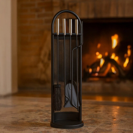 Przybory Kominkowe Akcesoria do Kominka Pieca Stalowe na Stojaku Zestaw 5w1 Kaminer 25971