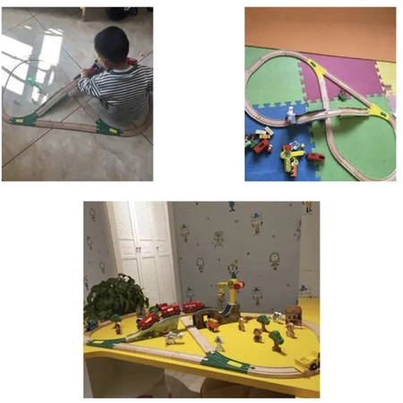 Drewniana Kolejka Tor Pociąg na Baterie Tory Ogromna 3,2m dla Dzieci Wagony KRUZZEL