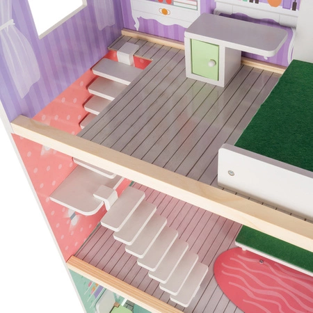 Domek dla Lalek Drewniany Duży XXL Willa Meble Mebelki Akcesoria dla Dzieci KRUZZEL