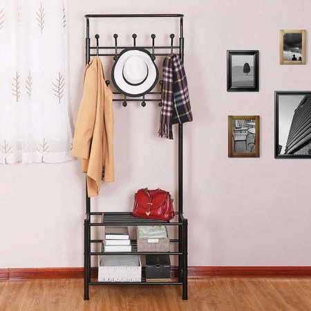 Stojak Wieszak na Ubrania Pólki Haczyki Na Kurtki Buty Metalowy RUHHY